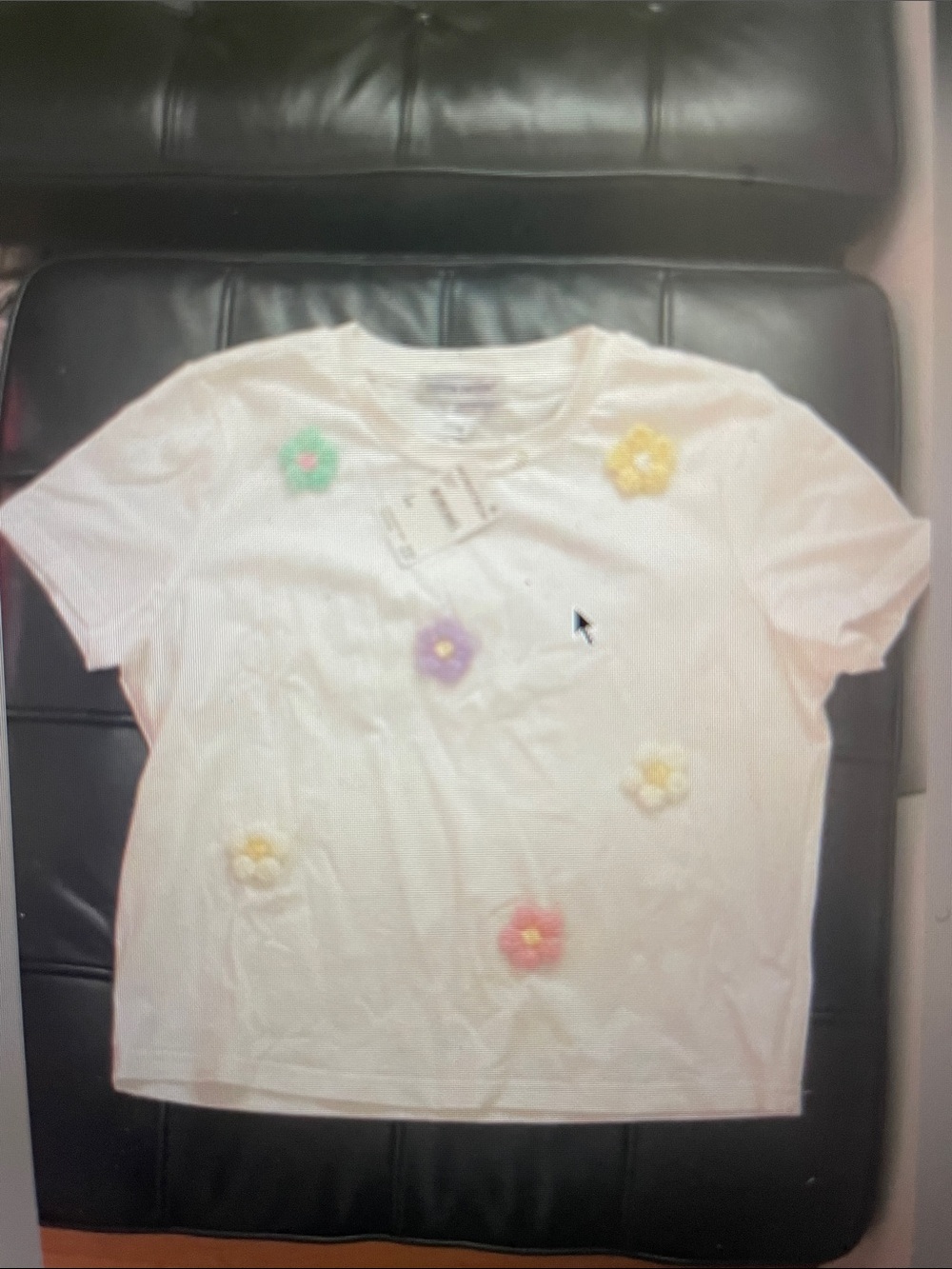 Girls White Floral Applique Tee
